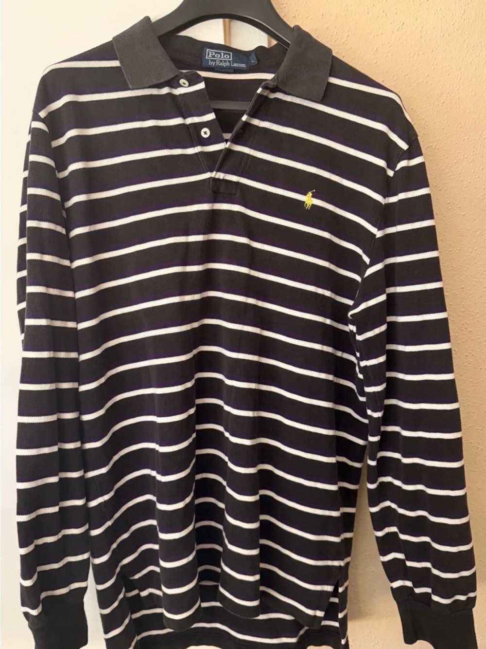 Vintage Polo By Ralph Lauren Multi Color Striped Long Sleeve Rugby Shirt Size L